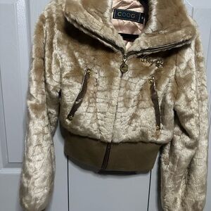 Women's Vintage Tan Coogi Faux Fur Jacket